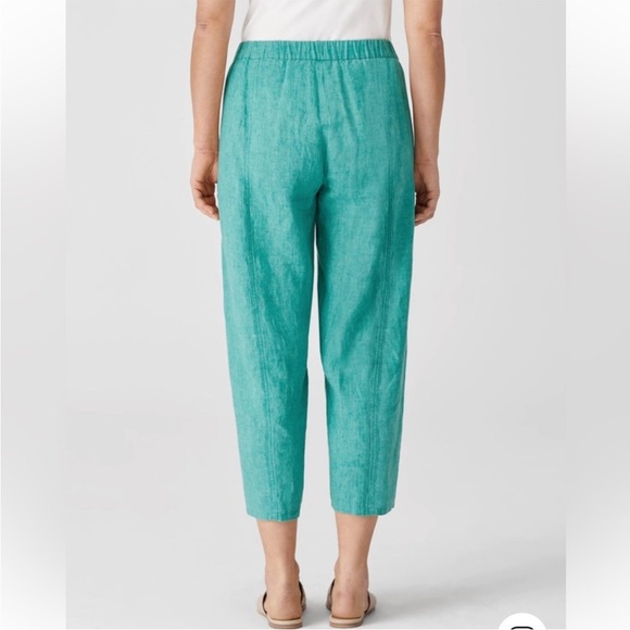 Eileen Fisher Washed Organic Linen Delave Lantern Pant Deep Aqua Size 1X NEW - Picture 2 of 15